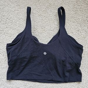 Lululemon Align tank top black V neck cropped shelf bra padded size 12 large